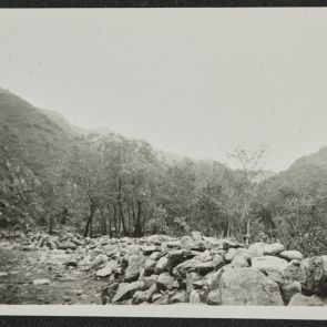 Large rocks at the bottom of a valley, around the Great Wall, Nankou Pass, near Beijing, May 31, 1936