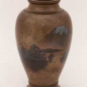 Balustre vase with a landscape of Mount Fuji and its reflection
